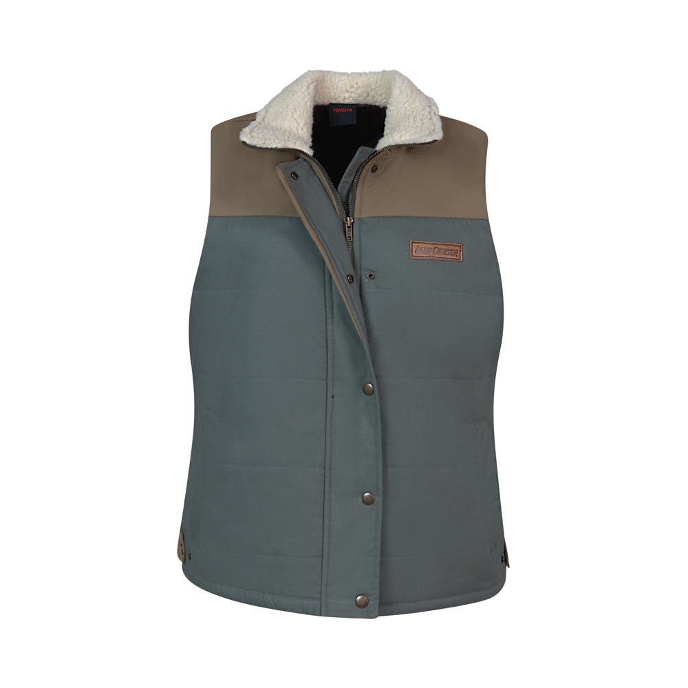 LADIES OLIVE CANVAS PUFFER GILET